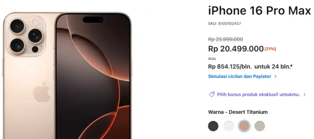 Harga iPhone 16 Pro Max